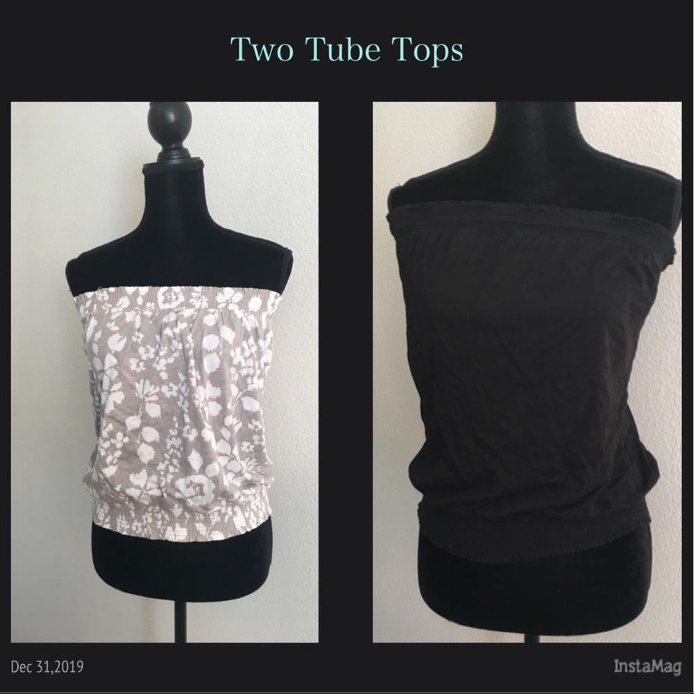 COPY - Tube top black solid and tan and white pri…